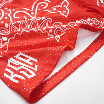 KSLA RED BANDANA MESH SHORT - KICKSTOCKSLA