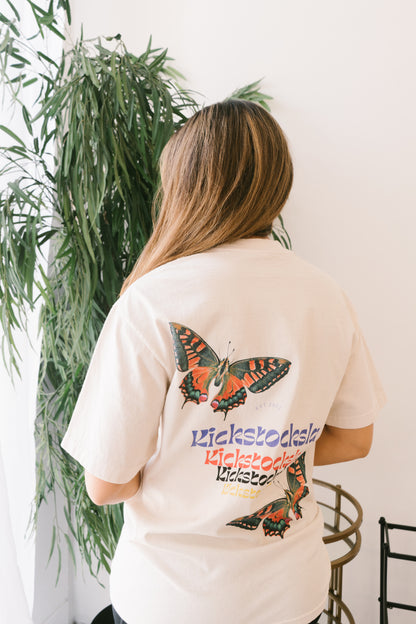 Swallowtail Butterfly Beige Tee - KICKSTOCKSLA